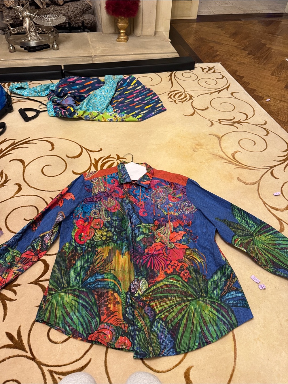 Robert Graham Multicolor Tropical Print Dress Shirt - Blue, Green, Red